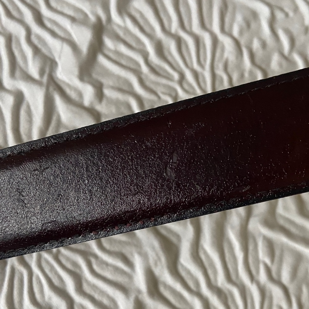 Yves Saint Laurent Dark Red Leather Belt with Silver Buckle - Picture 8 of 9